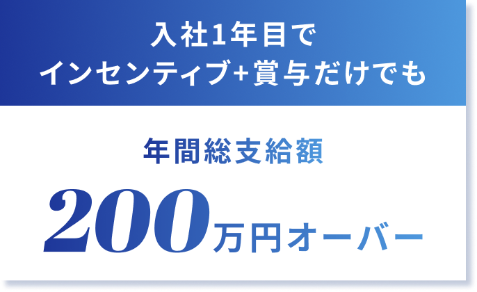 入社1年目でインセンティブ+賞与だけでも